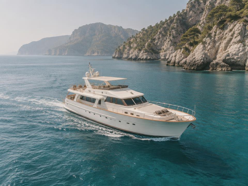 Classic yacht cruising off the Mallorca coast